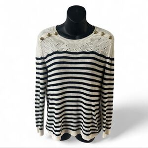 Talbots Black and White Striped Sweater